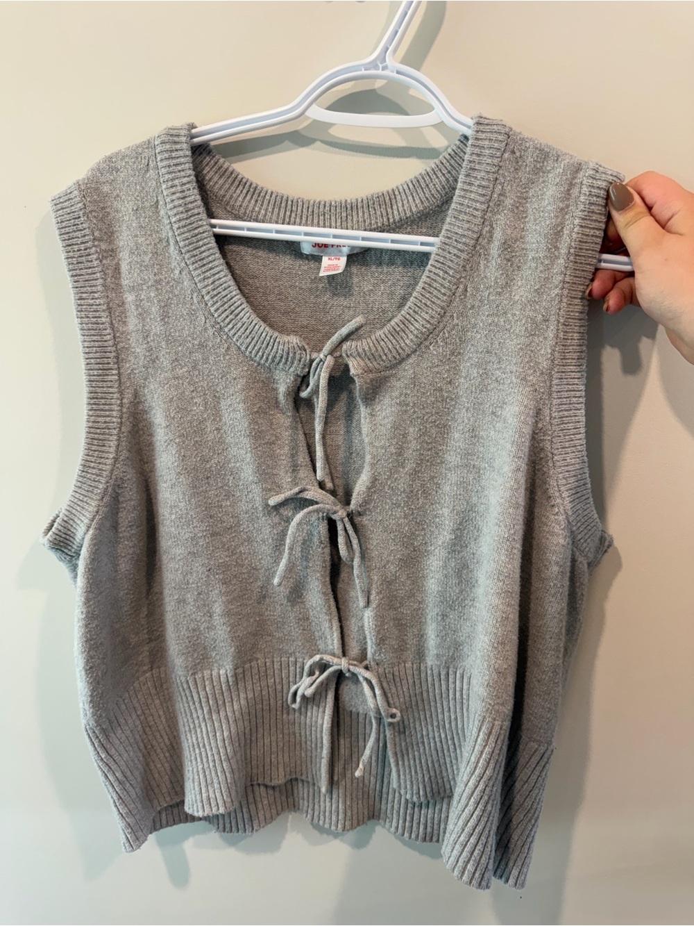 Joe Fresh Gray Tie-Front Knit Vest